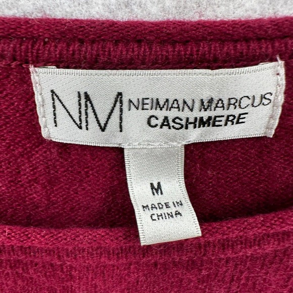 Neiman Marcus 100% Cashmere Sweater Womens MEDIUM Red Long Sleeve Love Heart - Picture 9 of 14